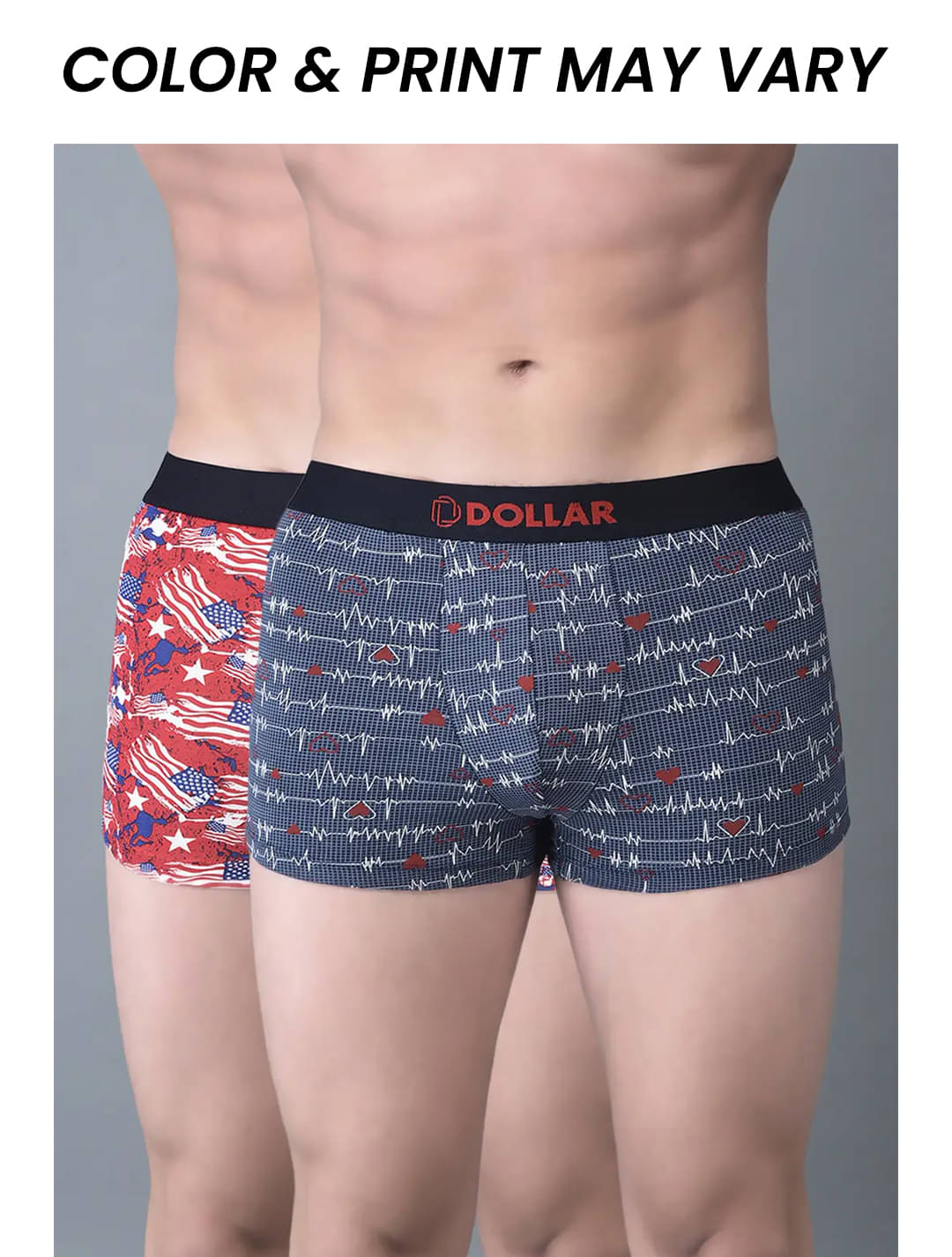 Dollar Bigboss Men's Pack of 2 Printed Trendy Trunk Formulated With Combed Cotton and Spandex Fabric (Colour May Vary)     			Dollar Bigboss Men's Pack of 2 Printed Trendy Trunk Formulated With Combed Cotton and Spandex Fabric (Colour May Vary)