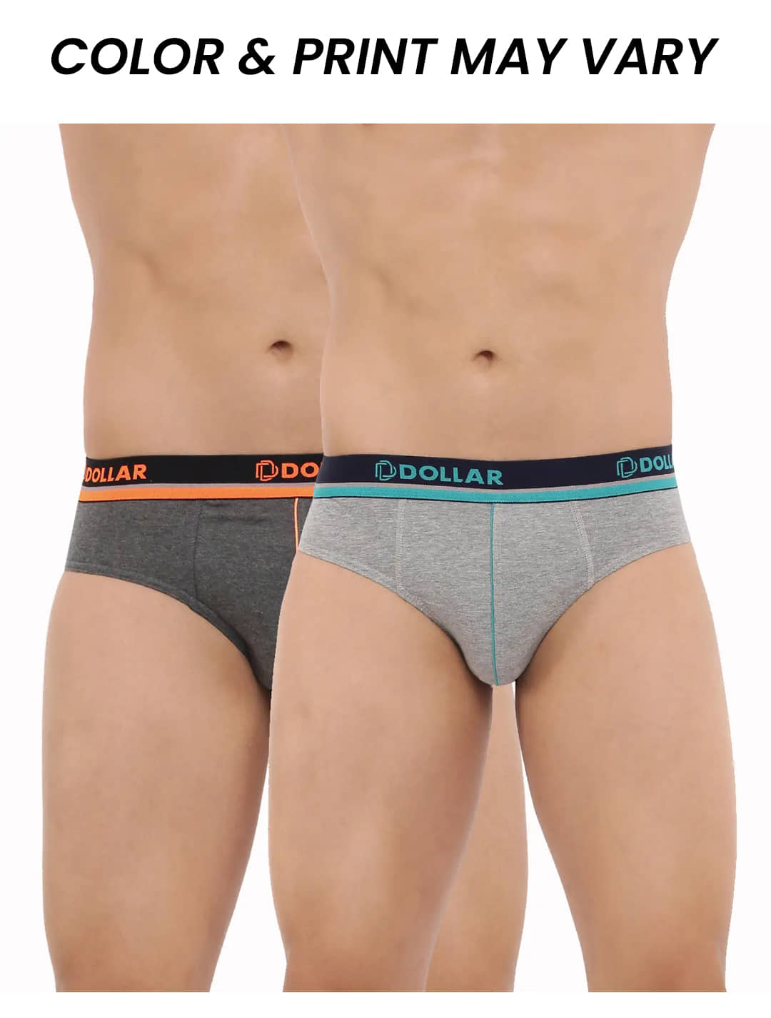 Dollar Bigboss Men's Pack of 2 Combed Cotton Solid Brief With Illuminating Waistband Logo (Colour May Vary)