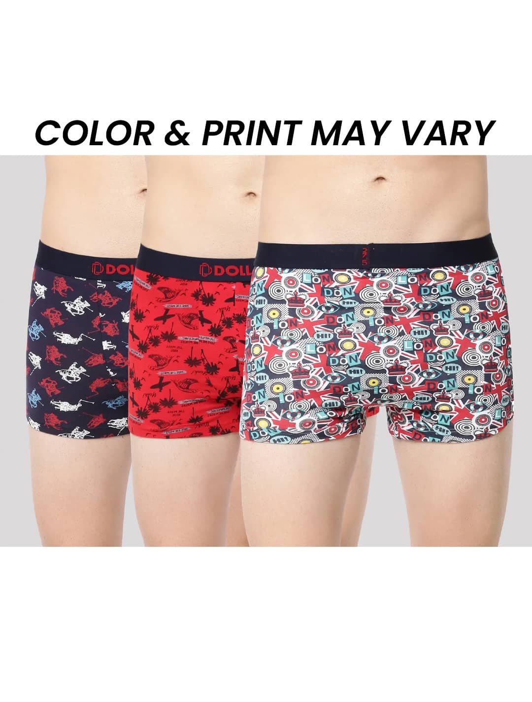 Dollar Bigboss Men's Pack of 3 Printed Trendy Trunk Formulated With Combed Cotton and Spandex Fabric (Colour May Vary)