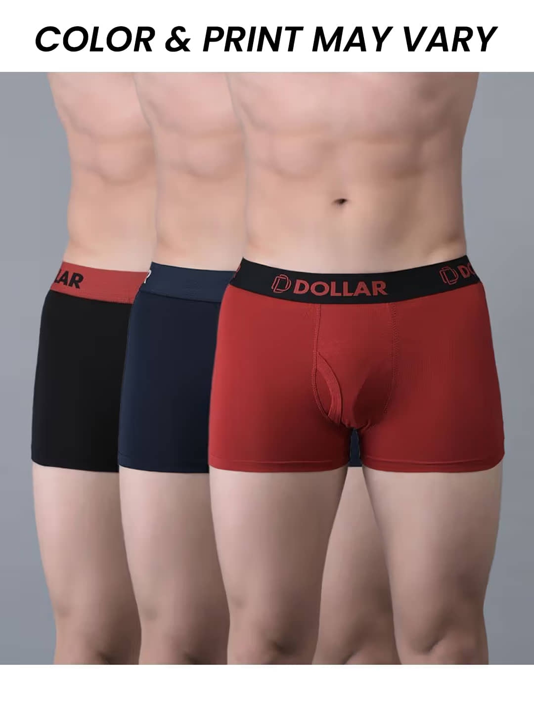 Dollar Bigboss Men's Pack of 3 Shuffle Intellisoft Cotton Spandex Solid Trunk (Colour May Vary)