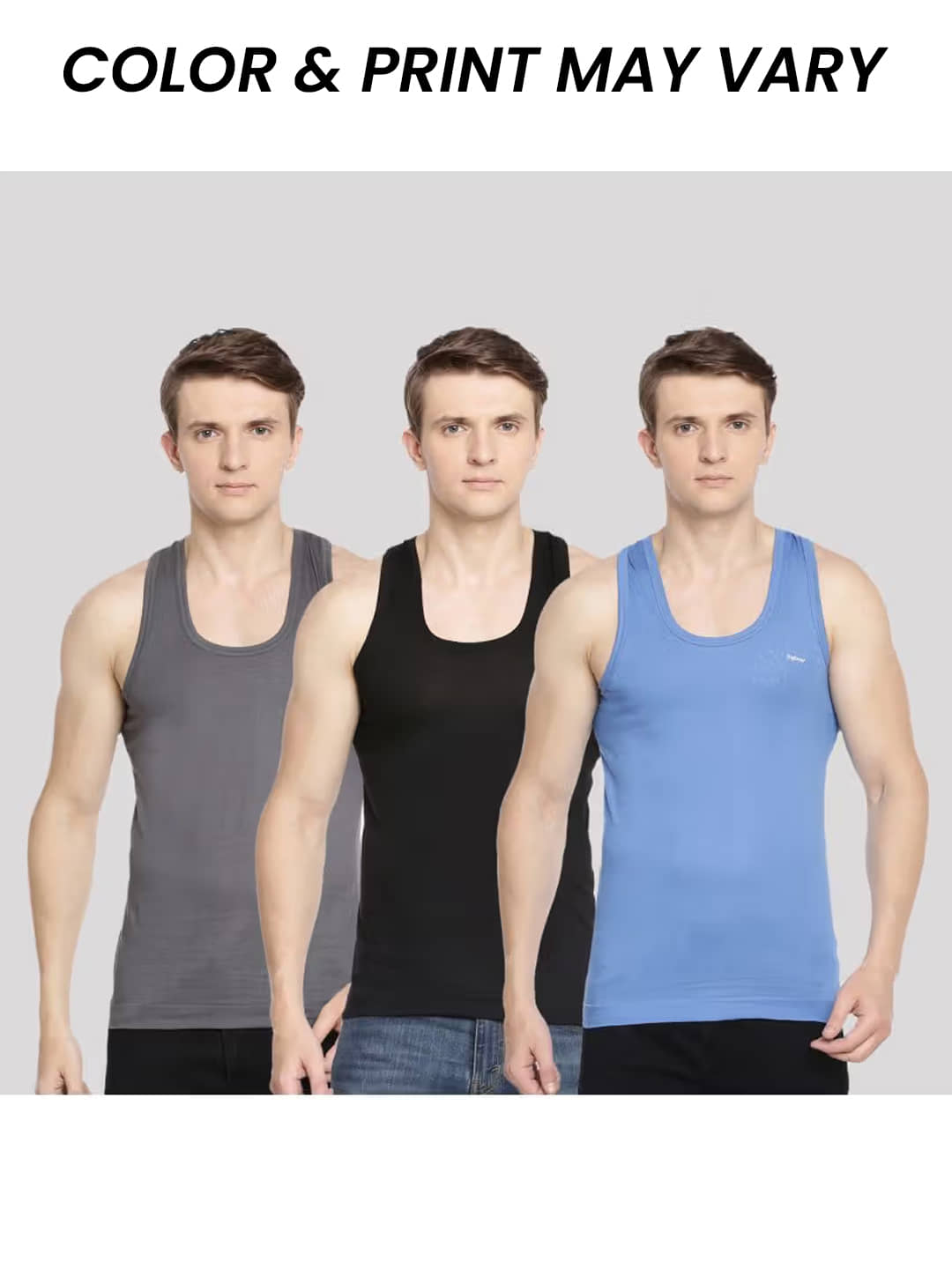 Dollar Bigboss Men's Pack of 3 Solid Combed Cotton Shrinkless Vest (Colour May Vary) - Nightwear & Loungewear | Buy online on ZillyBuy