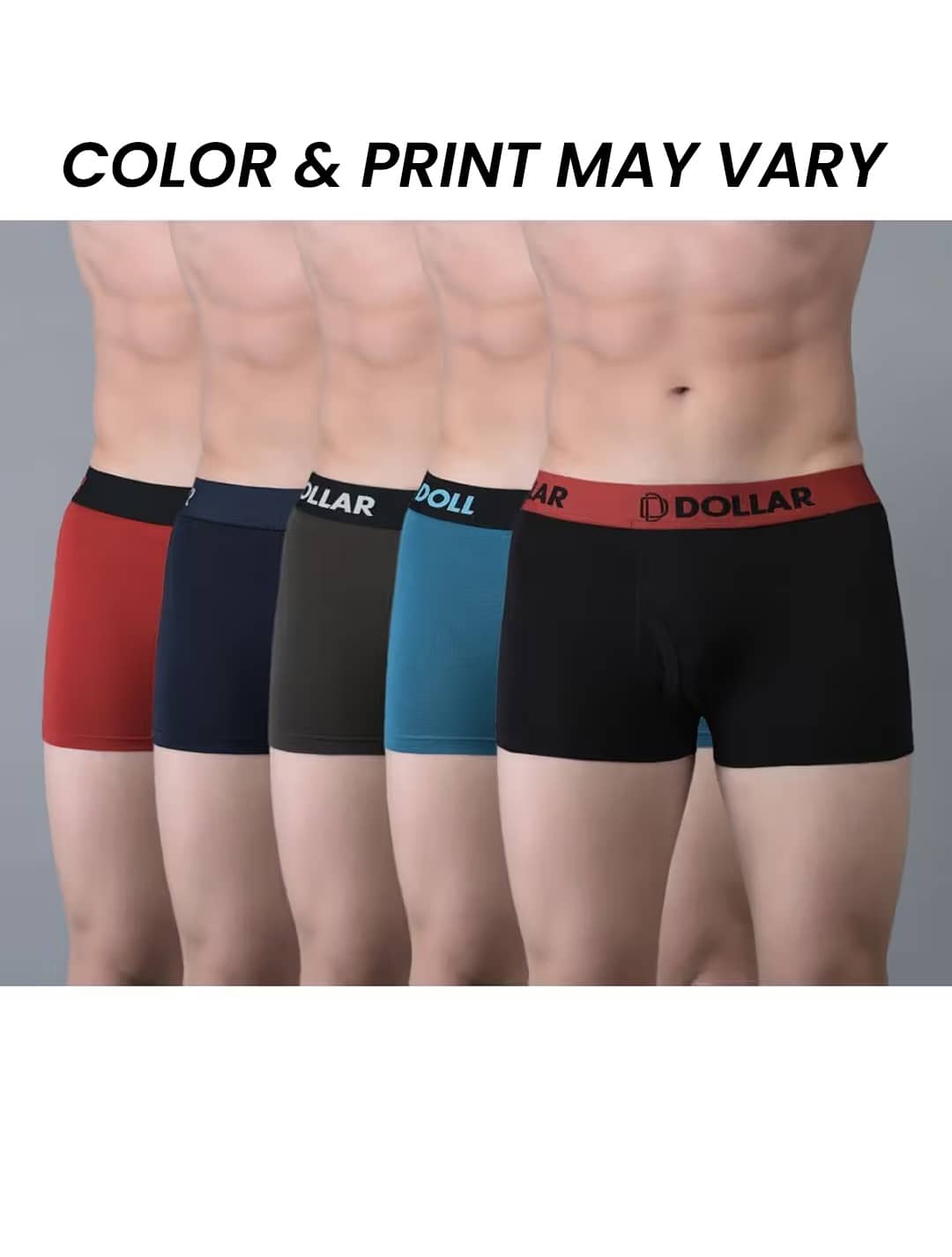 Dollar Bigboss Men's Pack of 5 Shuffle Intellisoft Cotton Spandex Solid Trunk (Colour May Vary)