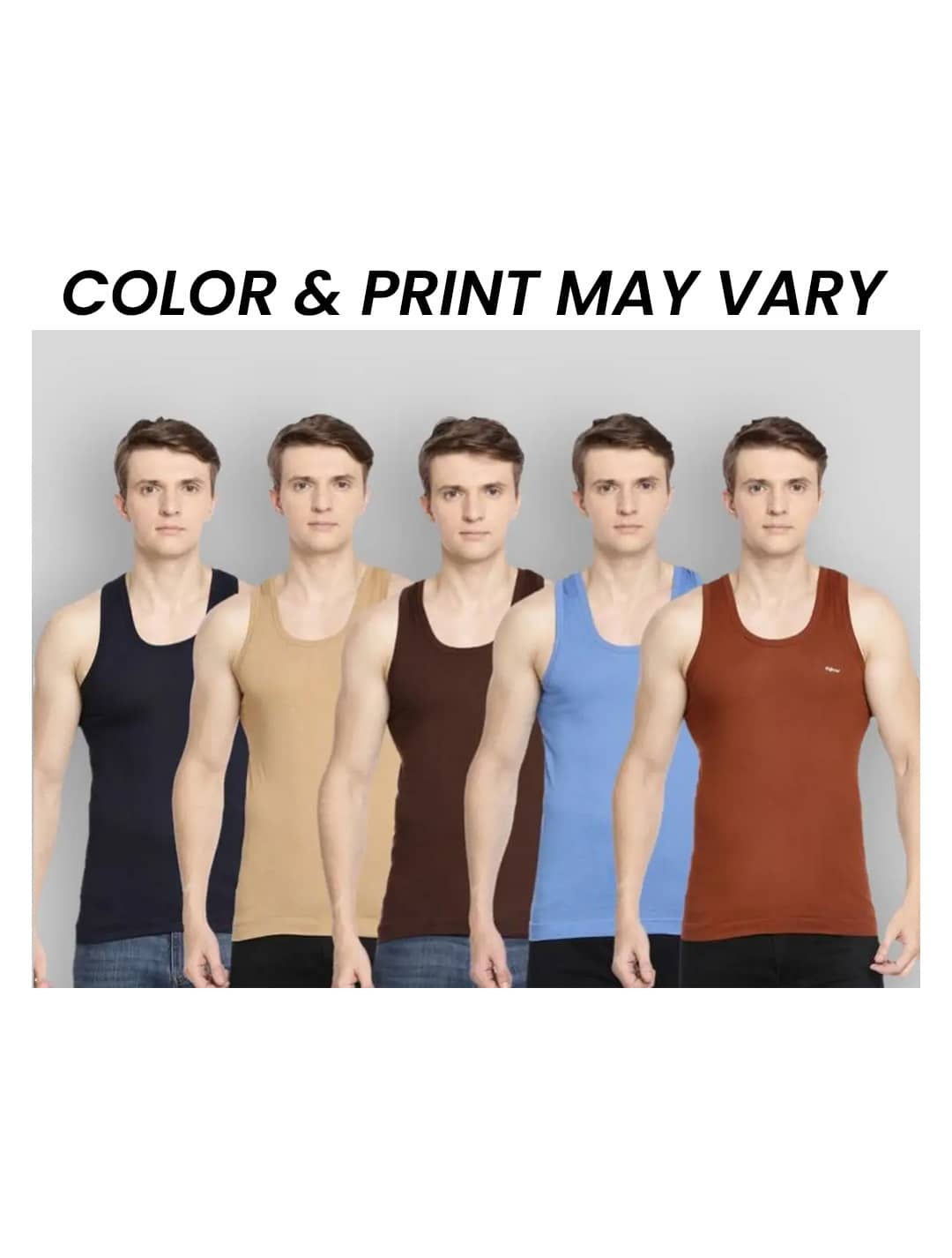 Dollar Bigboss Men's Pack of 5 Solid Combed Cotton Shrinkless Vest (Colour May Vary) - Nightwear & Loungewear | Buy online on ZillyBuy