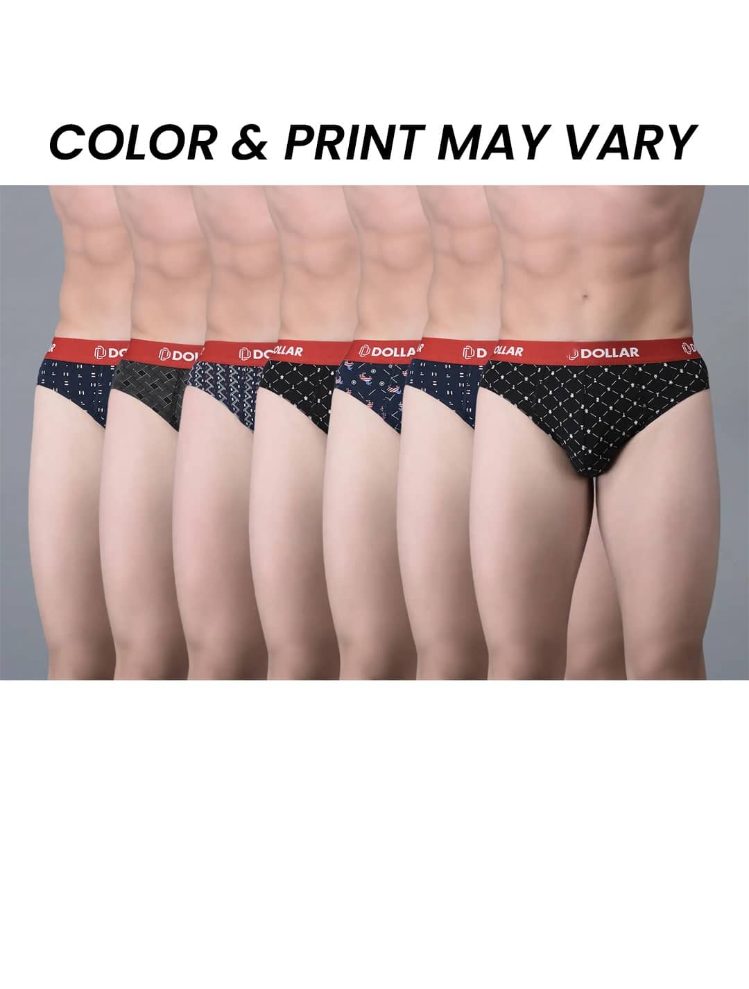 Dollar Bigboss Men's Pack of 7 Combed Cotton Printed Brief (Colour May Vary)