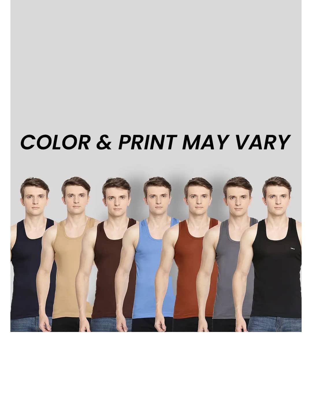 Dollar Bigboss Men's Pack of 7 Solid Combed Cotton Shrinkless Vest (Colour May Vary) - Nightwear & Loungewear | Buy online on ZillyBuy
