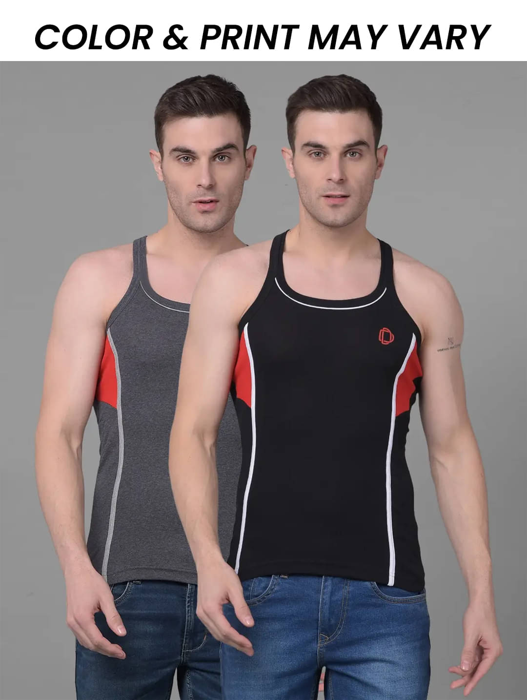 Dollar Bigboss Men's Pack of 2 Solid Combed Cotton Racerback Styled Gym Vest (Colour May Vary) Dollar Bigboss Men's Pack of 2 Solid Combed Cotton Racerback Styled Gym Vest (Colour May Vary)
