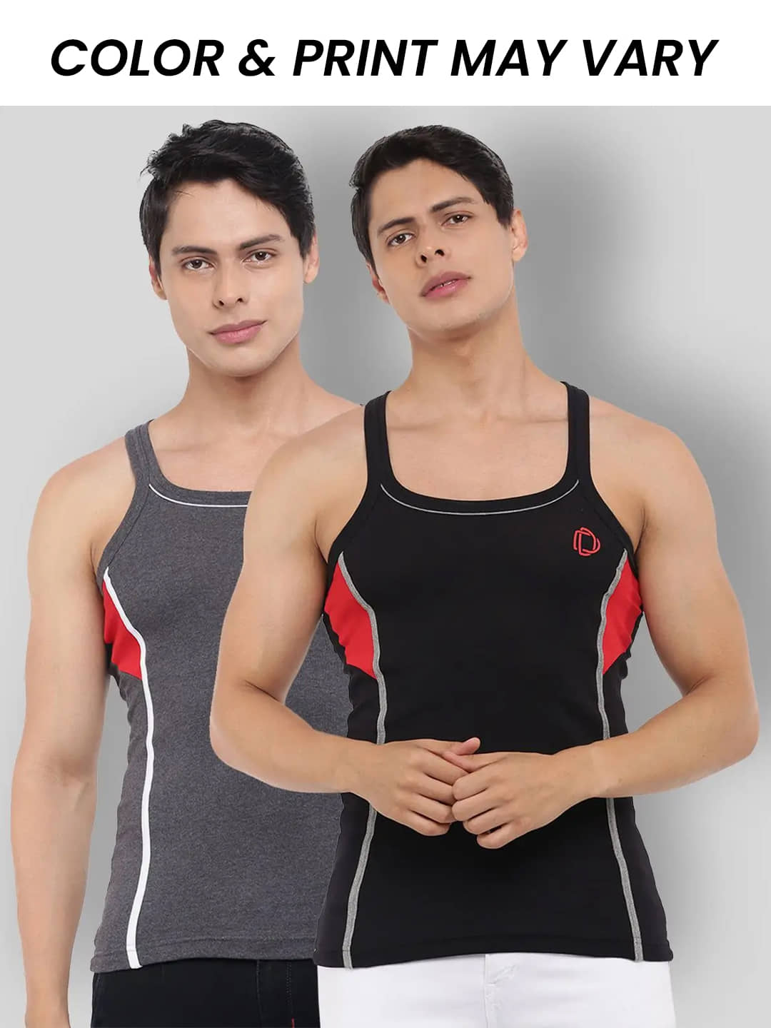 Dollar Bigboss Men's Pack of 2 Solid Combed Cotton Racerback Styled Gym Vest (Colour May Vary) - Nightwear & Loungewear | Buy online on ZillyBuy