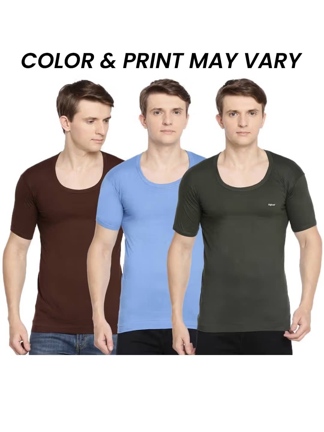Dollar Bigboss Men's Pack of 3 Solid Combed Cotton Shrinkless Vest (Colour May Vary) - Nightwear & Loungewear | Buy online on ZillyBuy