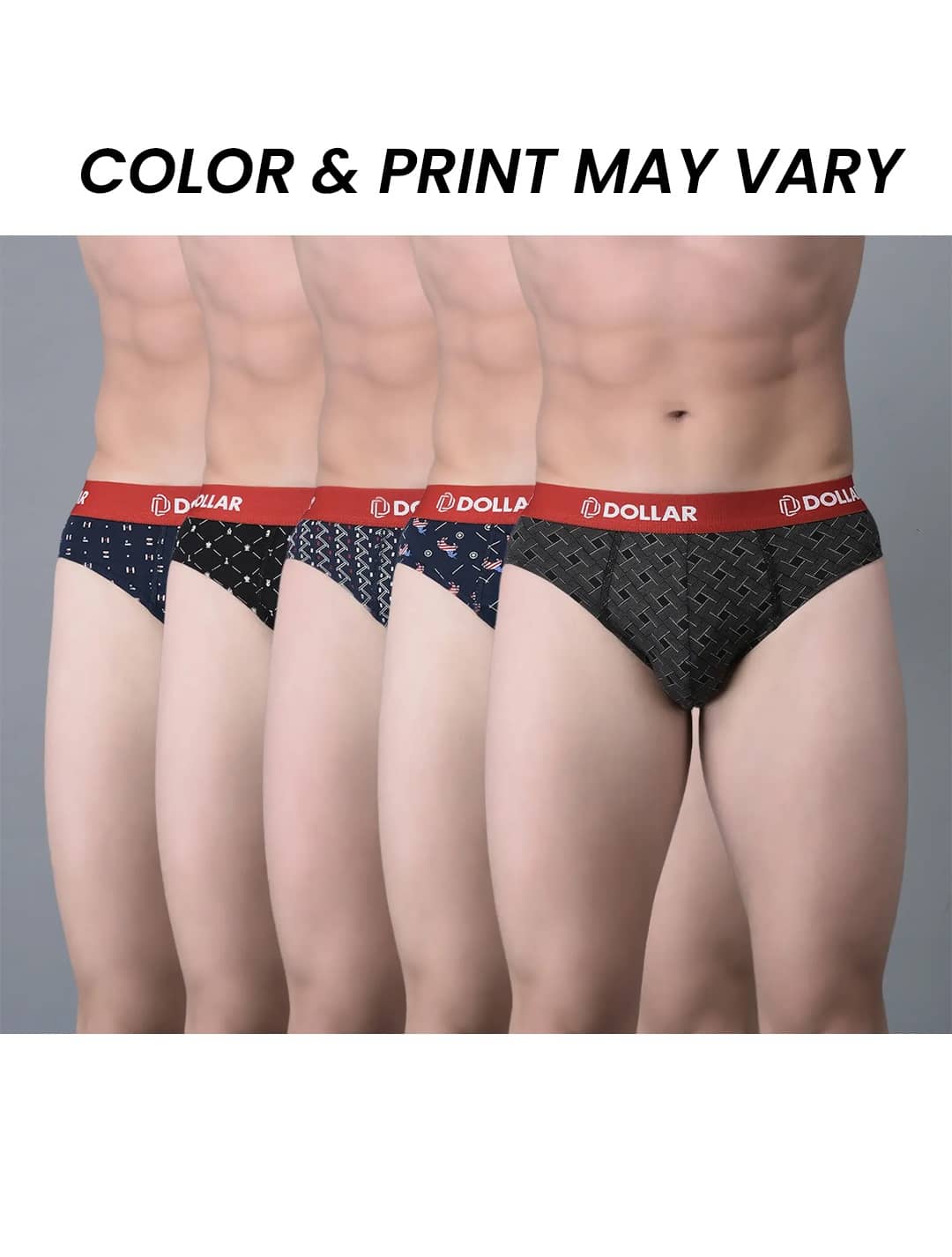 Dollar Bigboss Men's Pack of 5 Combed Cotton Printed Brief (Colour May Vary)