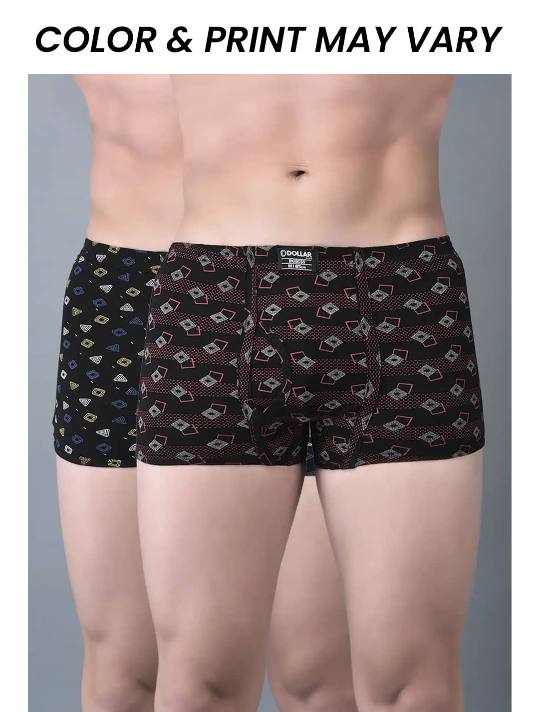 Dollar Bigboss Men's Pack of 2 Soft Combed Cotton Printed Trunk (Colour May Vary)