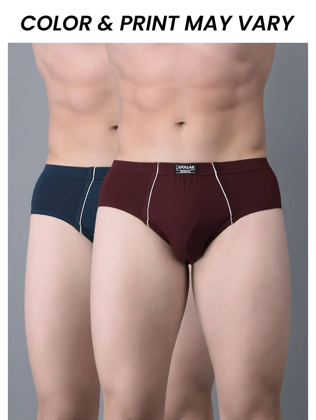 Dollar Bigboss Men's Pack of 2 Combed Cotton Solid Brief With Anti-Microbial Odour Control (Colour May Vary)