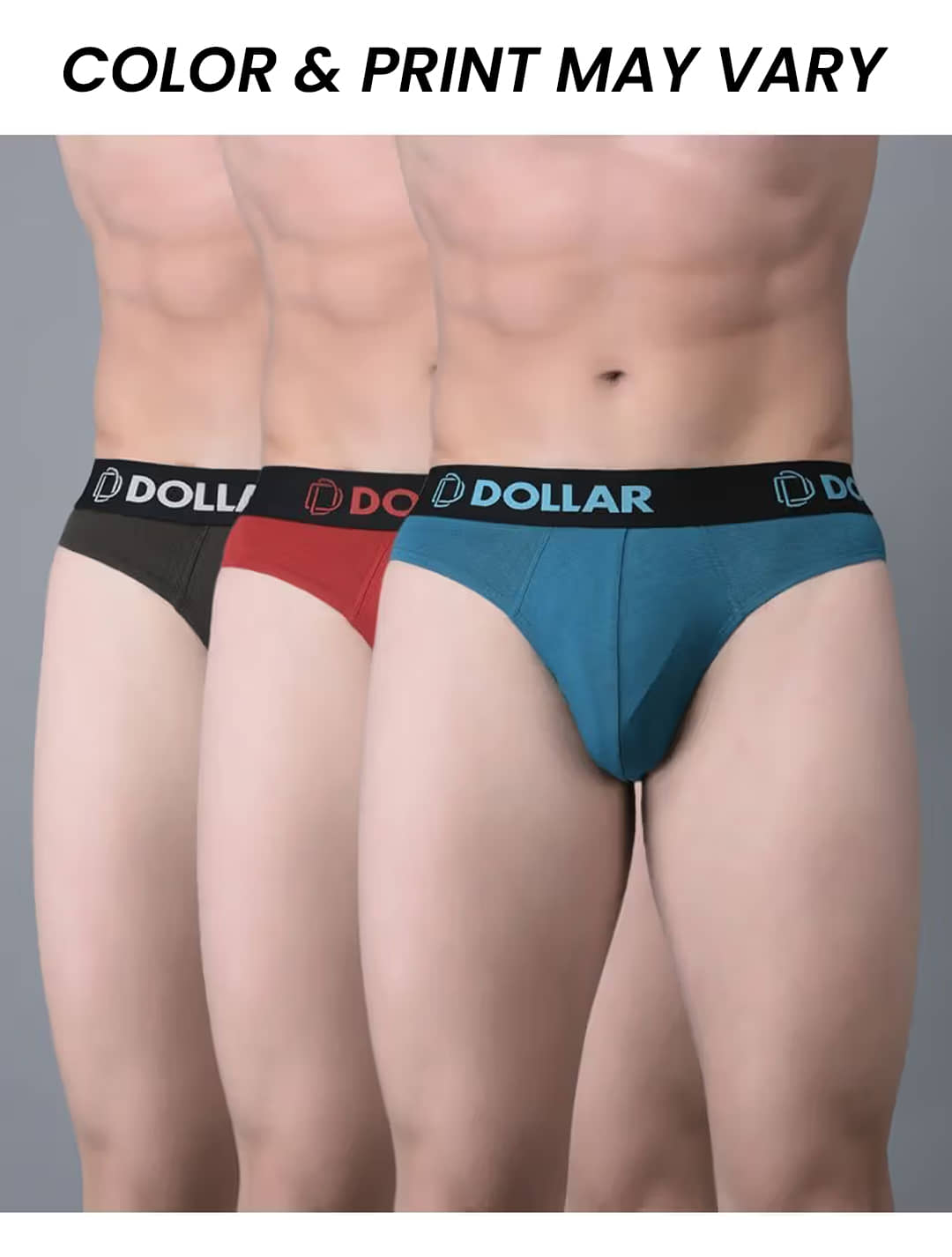Dollar Bigboss Men's Pack of 3 Shuffle Intellisoft Cotton Spandex Solid Brief (Colour May Vary)