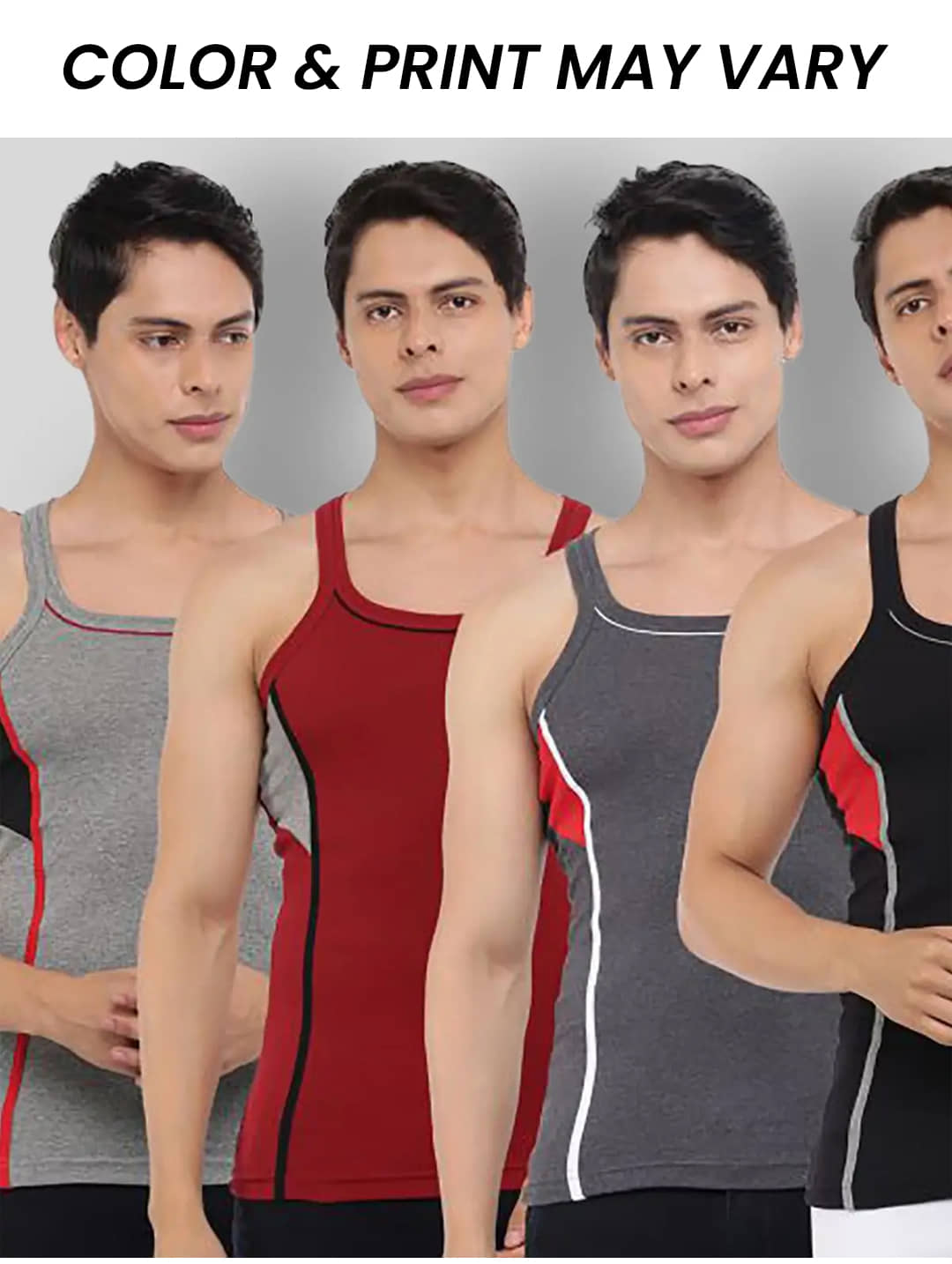 Dollar Bigboss Men's Pack of 5 Solid Combed Cotton Racerback Styled Gym Vest (Colour May Vary) - Nightwear & Loungewear | Buy online on ZillyBuy