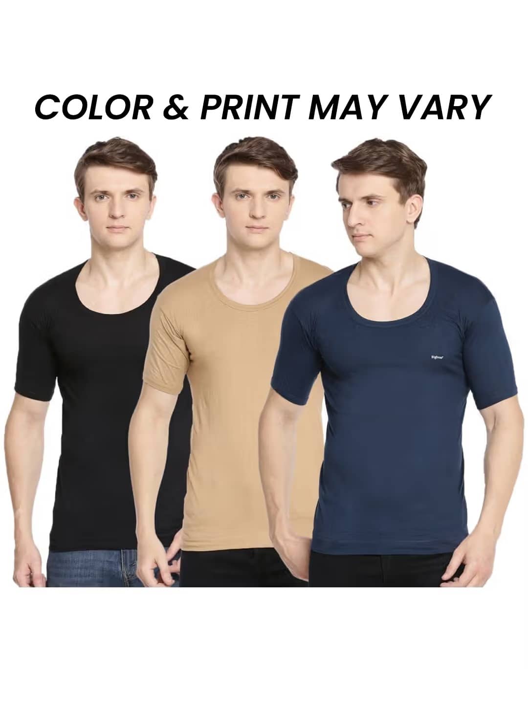 Dollar Bigboss Men's Pack of 3 Solid Combed Cotton Shrinkless Vest (Colour May Vary) - Nightwear & Loungewear | Buy online on ZillyBuy
