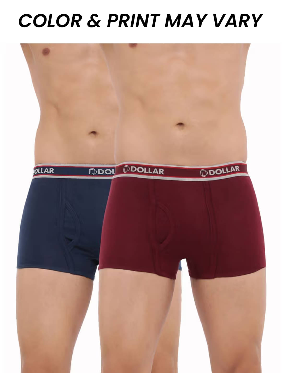     			Dollar Bigboss Men's Pack of 2 Solid Combed Cotton Trunk With Double Pouch Support (Colour May Vary)
