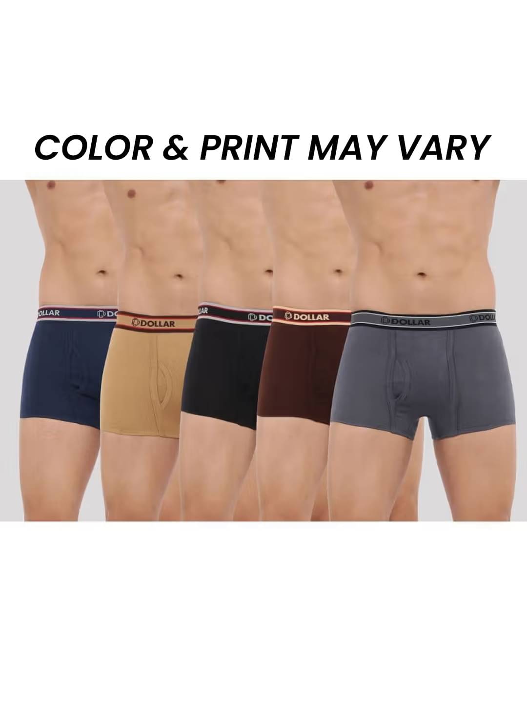 Dollar Bigboss Men's Pack of 5 Solid Combed Cotton Trunk With Double Pouch Support (Colour May Vary) Dollar Bigboss Men's Pack of 5 Solid Combed Cotton Trunk With Double Pouch Support (Colour May Vary)