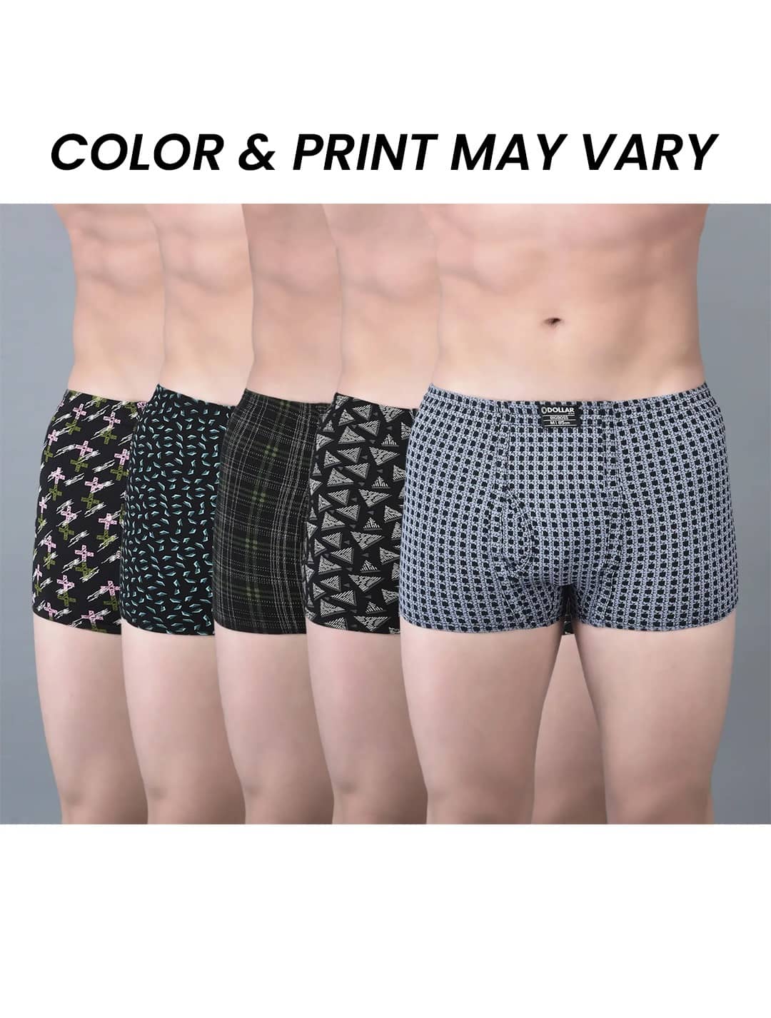 Dollar Bigboss Men's Pack of 5 Soft Combed Cotton Printed Trunk (Colour May Vary)