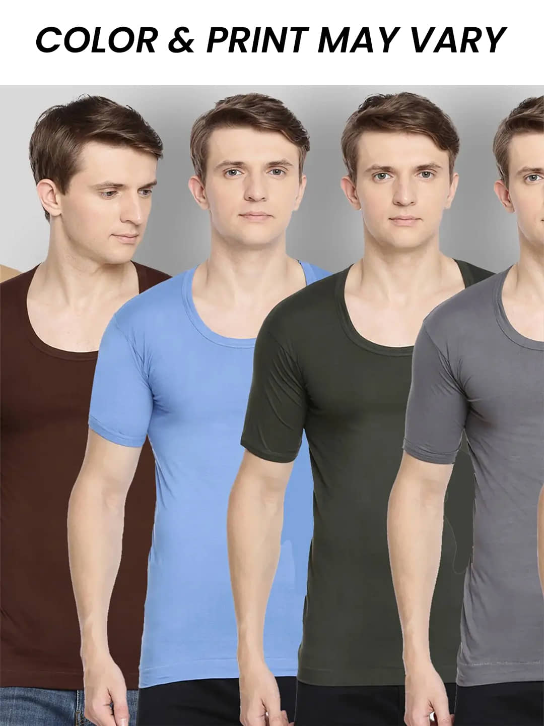 Dollar Bigboss Men's Pack of 7 Solid Combed Cotton Shrinkless Vest (Colour May Vary) - Nightwear & Loungewear | Buy online on ZillyBuy