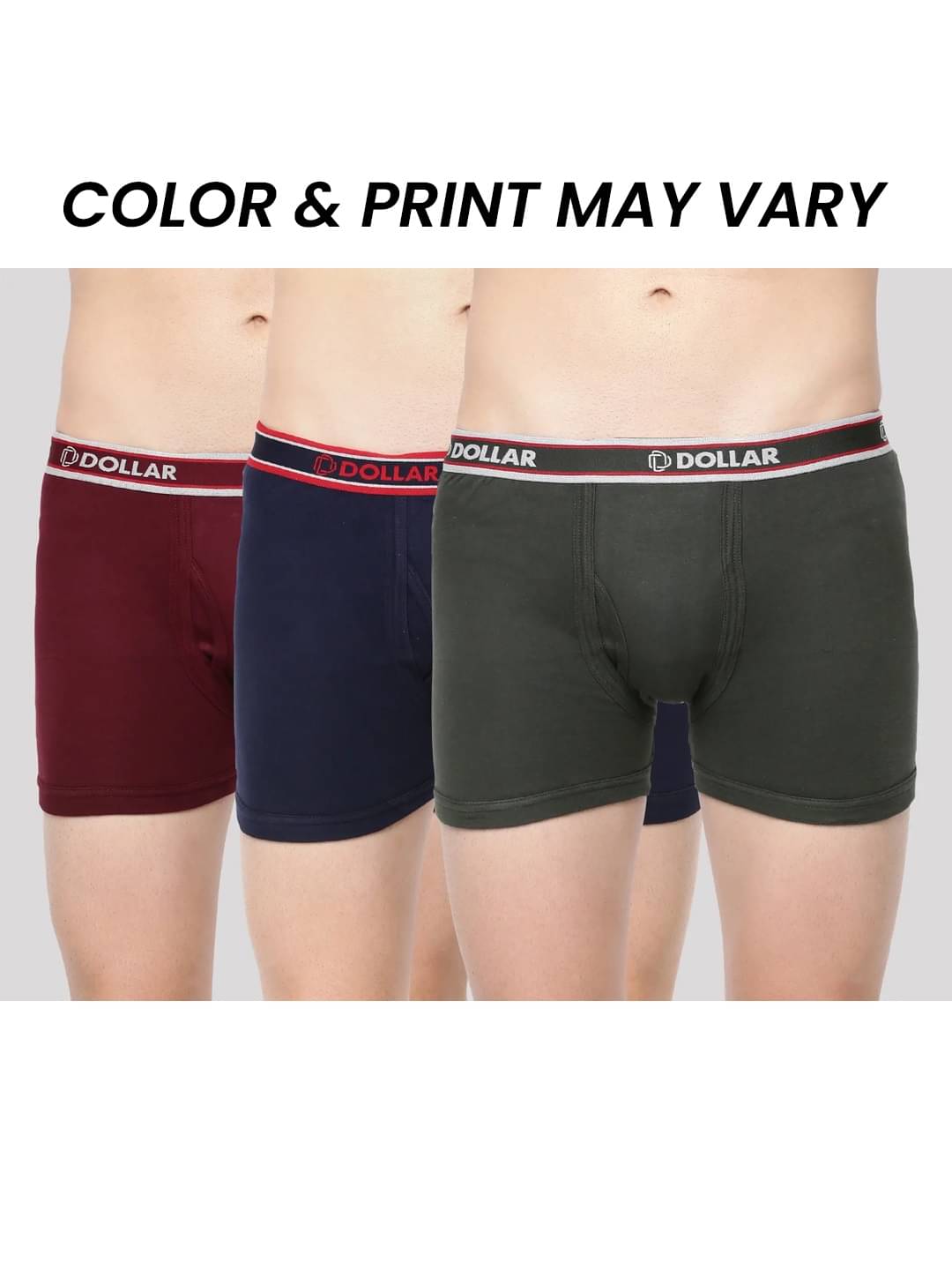 Dollar Bigboss Men's Pack of 3 Solid Combed Cotton Interlock Trunk (Colour May Vary) Dollar Bigboss Men's Pack of 3 Solid Combed Cotton Interlock Trunk (Colour May Vary)