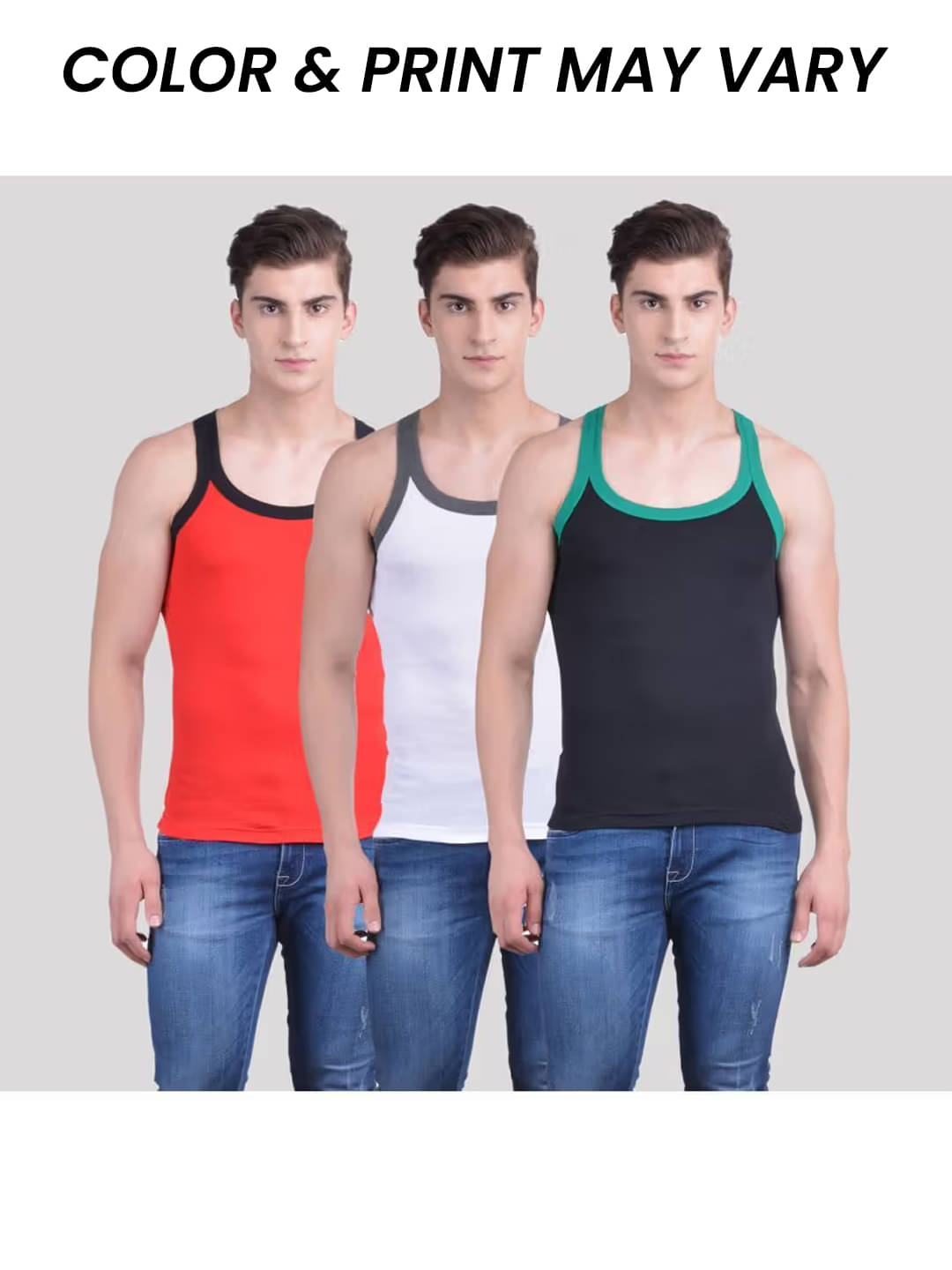 Dollar Bigboss Men's Pack of 3 Solid Combed Cotton Racerback Styled Gym Vest (Colour May Vary) Dollar Bigboss Men's Pack of 3 Solid Combed Cotton Racerback Styled Gym Vest (Colour May Vary)