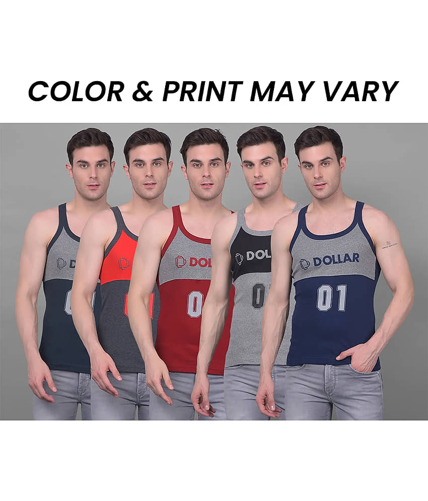 Dollar Bigboss Men's Pack of 5 Solid Combed Cotton Racerback Styled Gym Vest (Colour May Vary) - Nightwear & Loungewear | Buy online on ZillyBuy