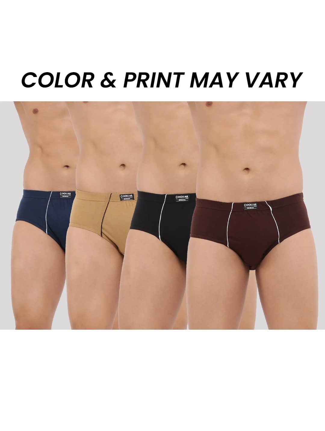 Dollar Bigboss Men's Pack of 4 Combed Cotton Solid Brief With Anti-Microbial Odour Control (Colour May Vary)