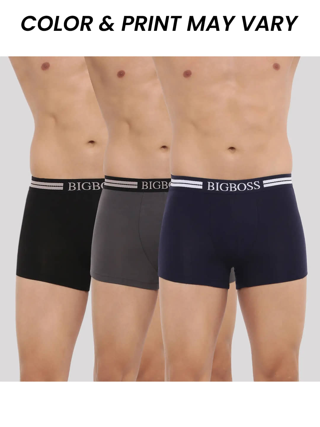 Dollar Bigboss Men's Pack of 3 Shuffle Intellisoft Cotton Modal Solid Trunk (Colour May Vary)