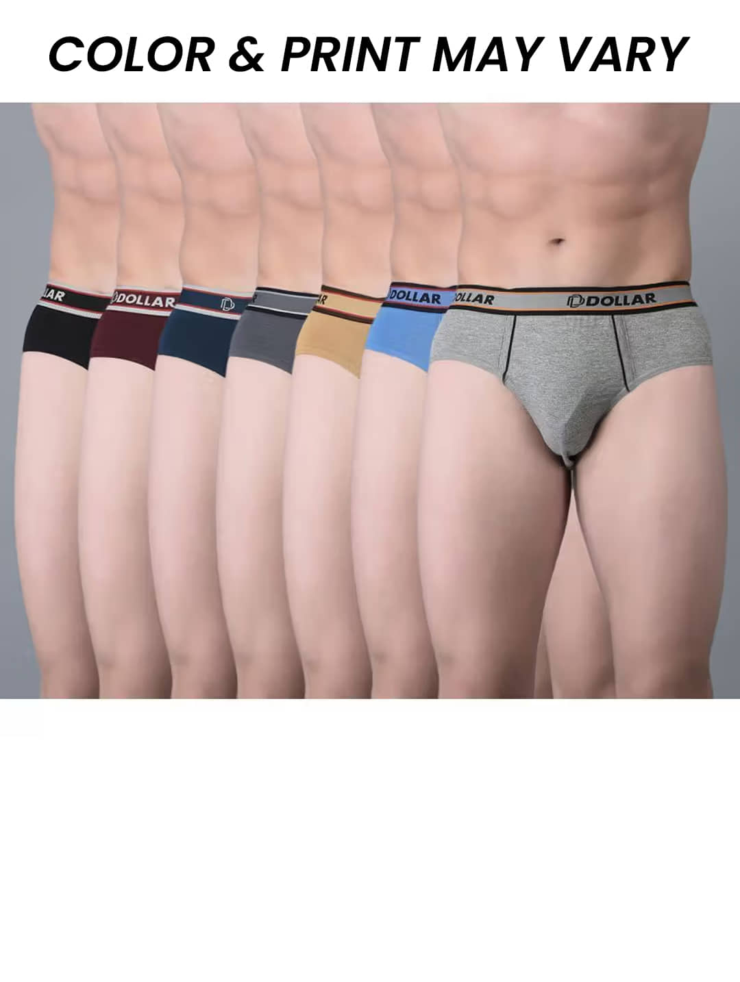 Dollar Bigboss Men's Pack of 7 Combed Cotton Solid Brief With Anti-Microbial Odour Control (Colour May Vary)