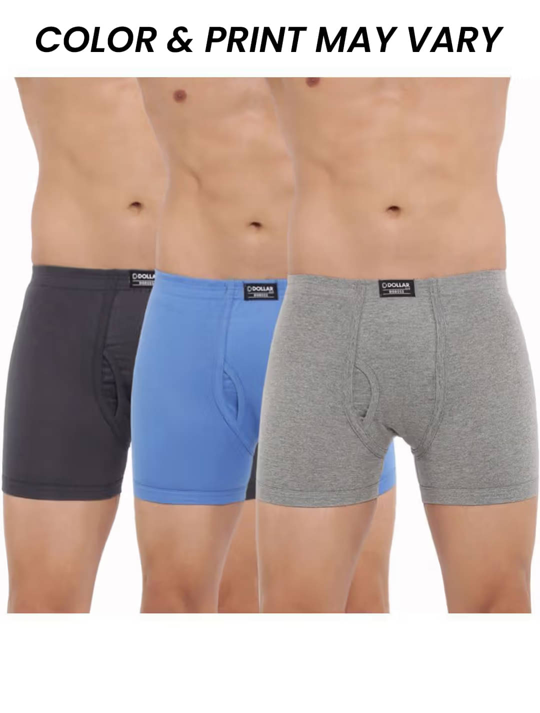 Dollar Bigboss Men's Pack of 3 Solid Combed Cotton Trunk With Plush-Backed Waistband (Colour May Vary) Dollar Bigboss Men's Pack of 3 Solid Combed Cotton Trunk With Plush-Backed Waistband (Colour May Vary)