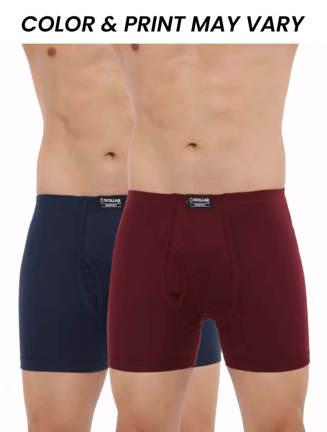Dollar Bigboss Men's Pack of 2 Solid Combed Cotton Trunk With Plush-Backed Waistband (Colour May Vary)
