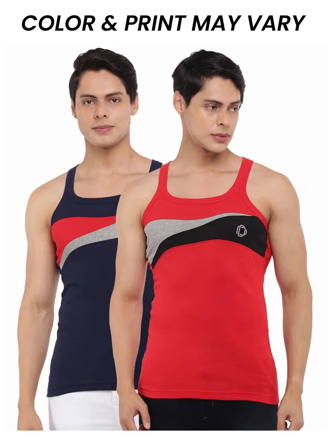 Dollar Bigboss Men's Pack of 2 Solid Combed Cotton Racerback Styled Gym Vest (Colour May Vary) - Nightwear & Loungewear | Buy online on ZillyBuy