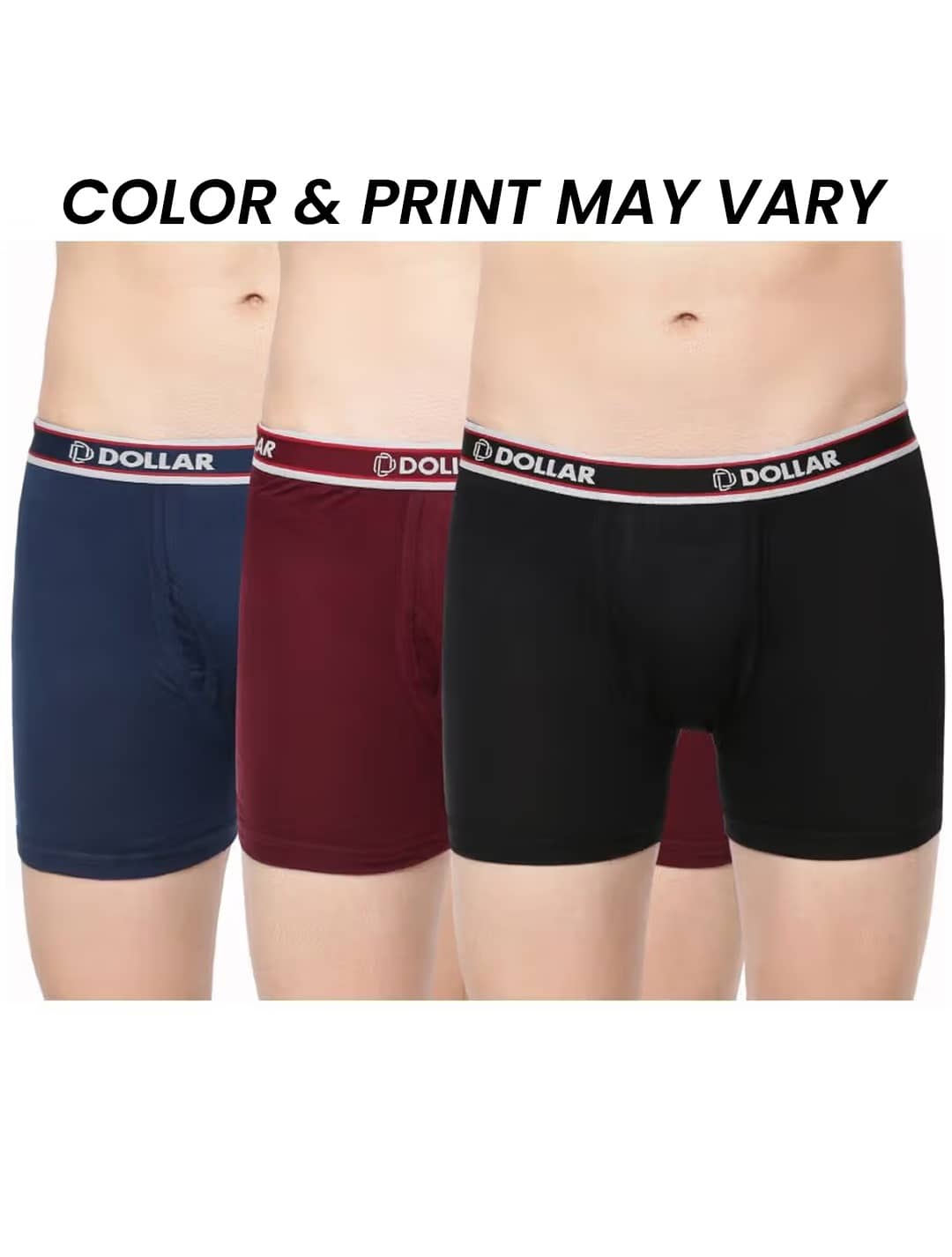Dollar Bigboss Men's Pack of 3 Solid Combed Cotton Interlock Trunk (Colour May Vary)
