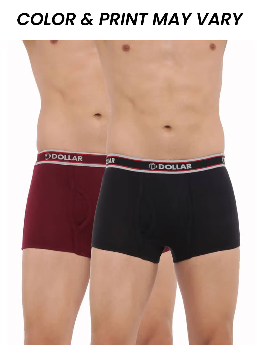 Dollar Bigboss Men's Pack of 2 Solid Combed Cotton Trunk With Double Pouch Support (Colour May Vary)