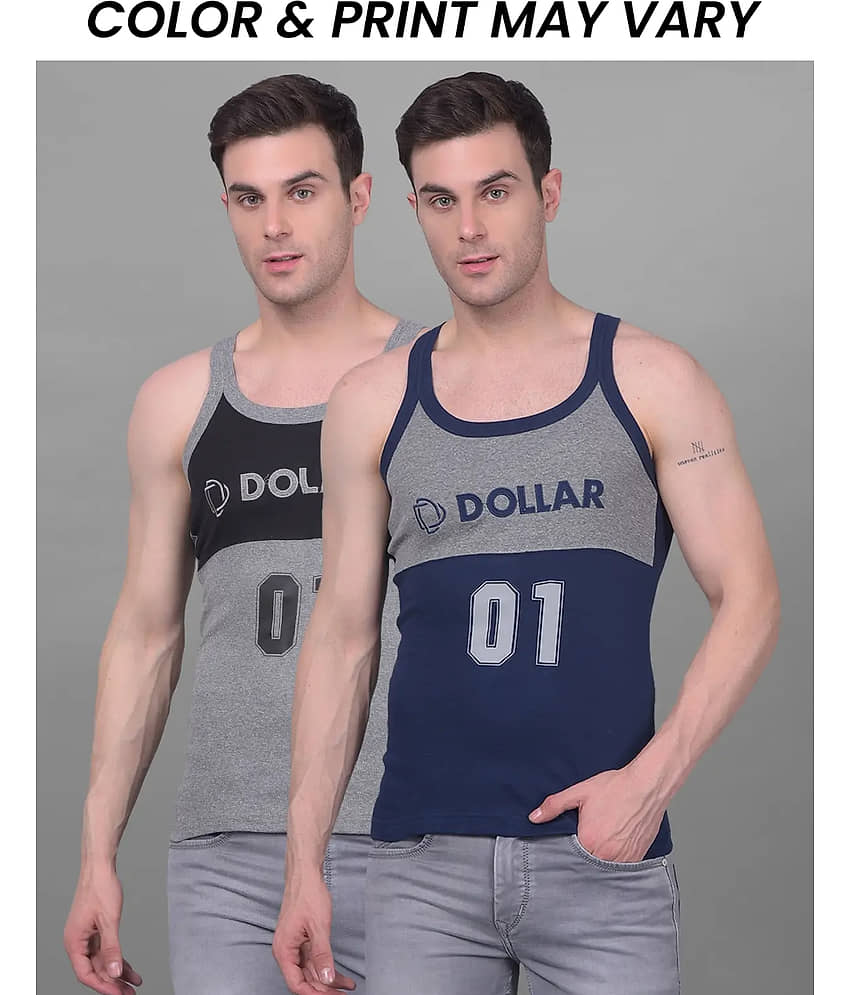 Dollar Bigboss Men's Pack of 2 Solid Combed Cotton Racerback Styled Gym Vest (Colour May Vary) - Nightwear & Loungewear | Buy online on ZillyBuy