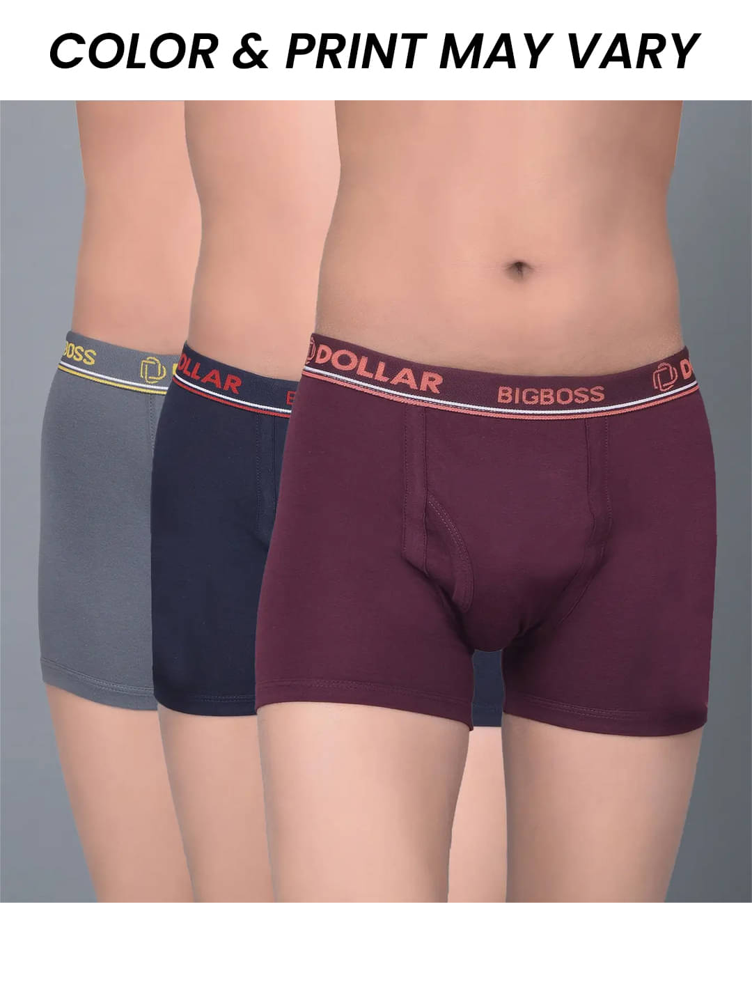     			Dollar Bigboss Pack of 3 Boys Cotton Blend Trunks ( Multi Color )