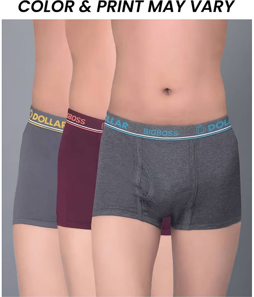 Dollar Bigboss Pack of 3 Boys Cotton Blend Trunks ( Multi Color ) - Nightwear & Loungewear | Buy online on ZillyBuy