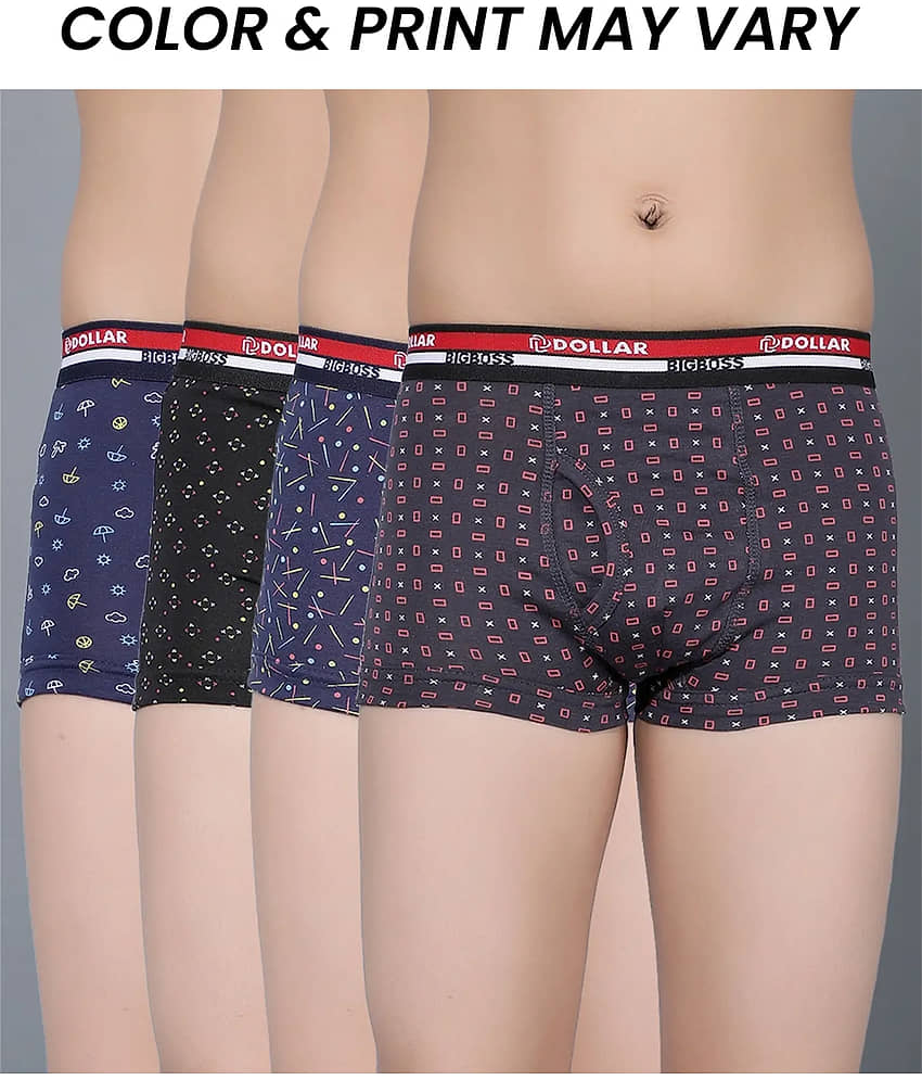 Dollar Bigboss Pack of 4 Boys Cotton Blend Trunks ( Multi Color ) - Nightwear & Loungewear | Buy online on ZillyBuy