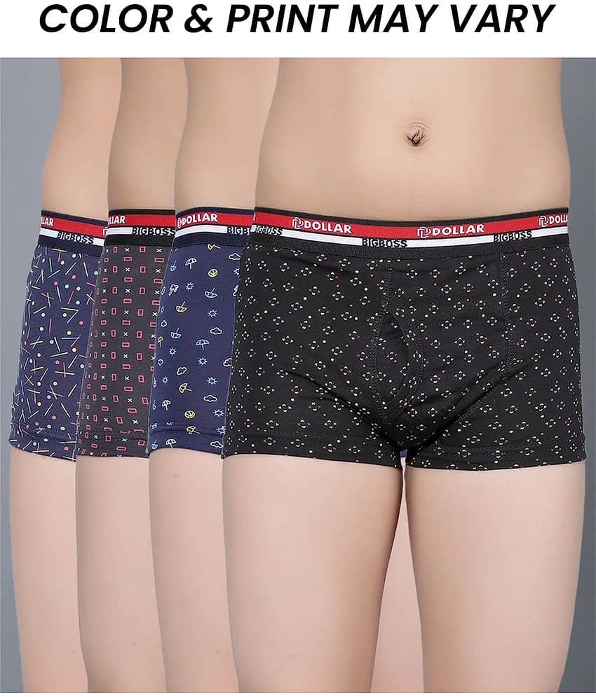Dollar Bigboss Pack of 4 Boys Cotton Blend Trunks ( Multi Color ) - Nightwear & Loungewear | Buy online on ZillyBuy