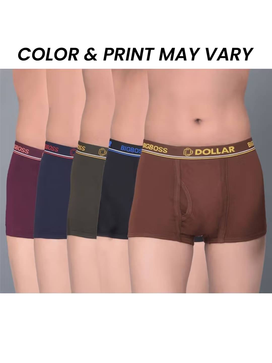     			Dollar Bigboss Pack of 5 Boys Cotton Blend Trunks ( Multi Color )