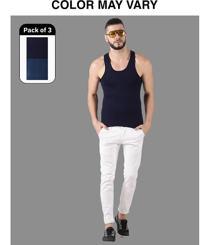 Dollar Lehar Men Combed Cotton Round Neck Vest - Pack of 3 - (Colour may Vary) - Nightwear & Loungewear | Buy online on ZillyBuy