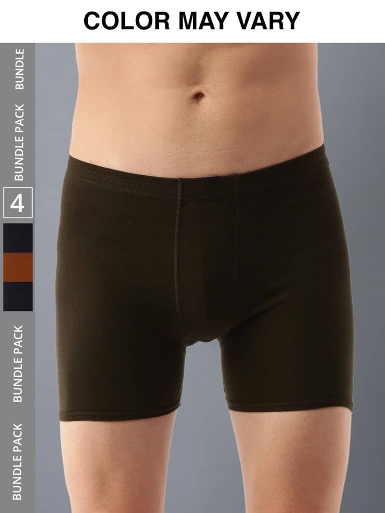 Dollar Lehar Mens Combed Cotton Trunk - Pack of 4 - (Colour May Vary)