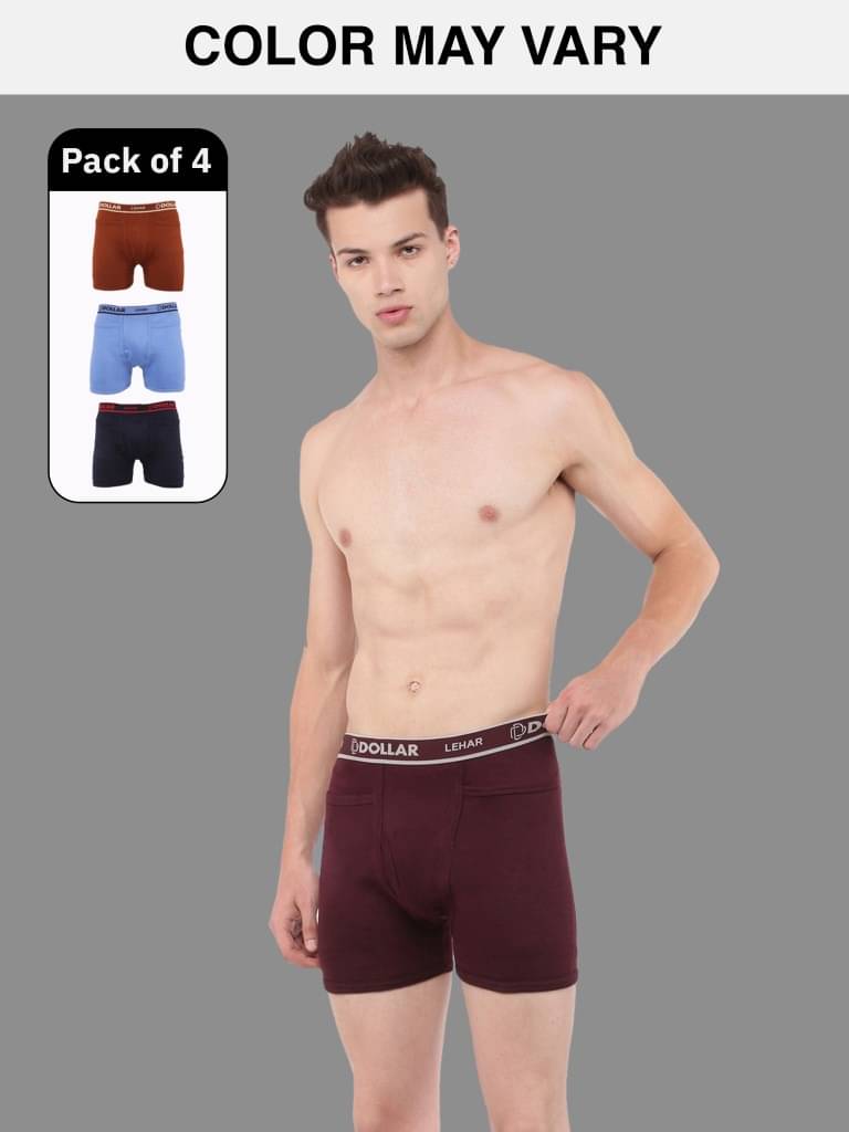 Dollar Lehar Mens Combed Cotton Trunk - Pack of 4 - (Colour May Vary) Dollar Lehar Mens Combed Cotton Trunk - Pack of 4 - (Colour May Vary)