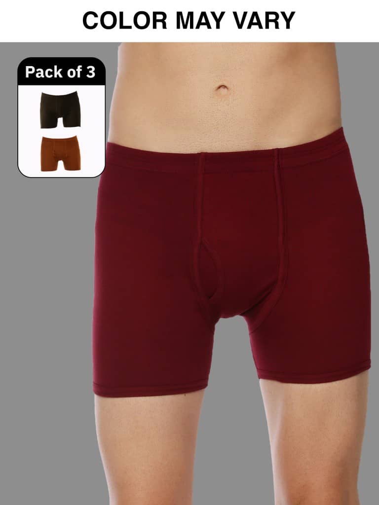 Dollar Lehar Mens Combed Cotton Trunk - Pack of 3 - (Colour May Vary)