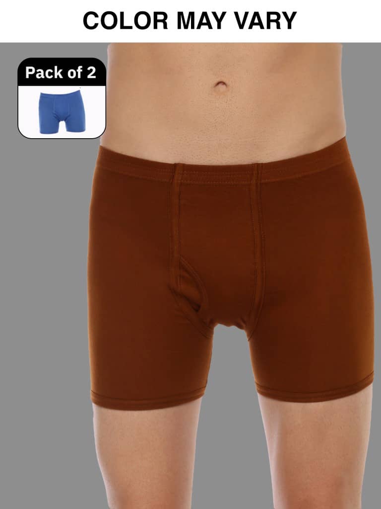 Dollar Lehar Mens Combed Cotton Trunk - Pack of 2 - (Colour May Vary)