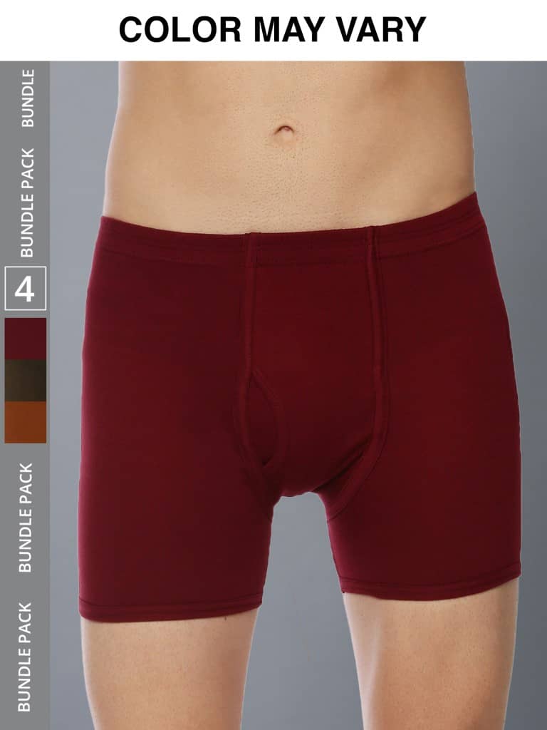 Dollar Lehar Mens Combed Cotton Trunk - Pack of 4 - (Colour May Vary)