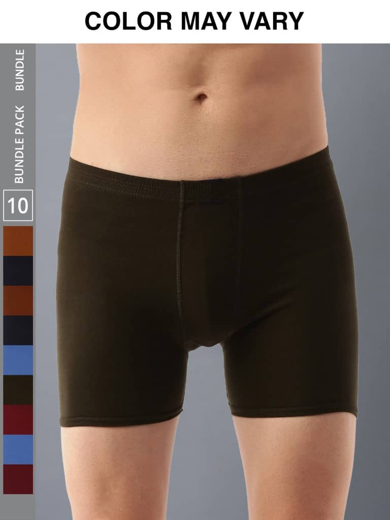 Dollar Lehar Mens Combed Cotton Trunk - Pack of 10 - (Colour May Vary)