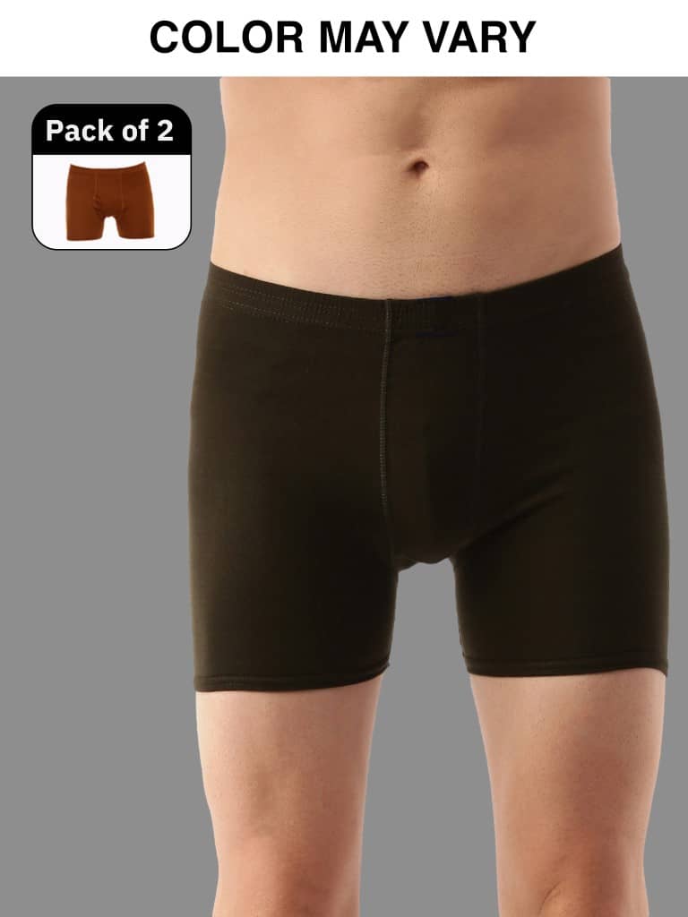 Dollar Lehar Mens Combed Cotton Trunk - Pack of 2 - (Colour May Vary)