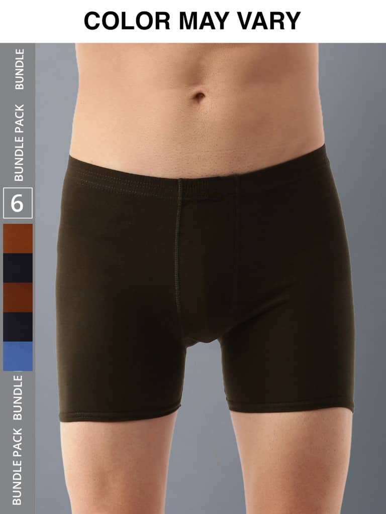 Dollar Lehar Mens Combed Cotton Trunk - Pack of 6 - (Colour May Vary)
