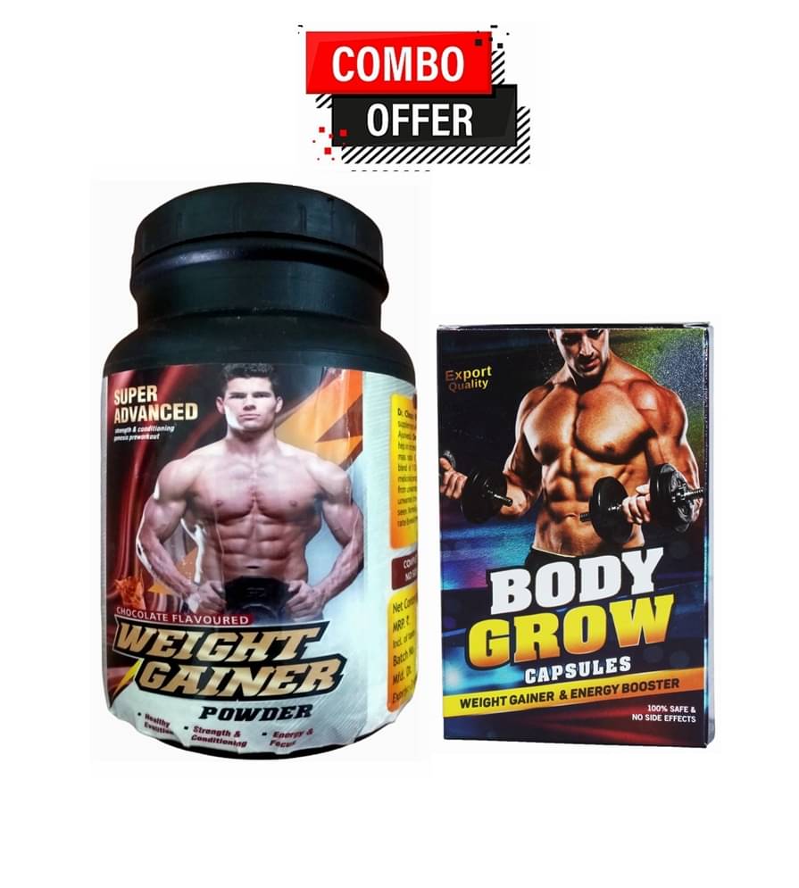     			Dr. Chopra Super Advanced Weight Gainer Powder 300gm & Body Grow Cap 10 no.s Unflavoured Single Pack