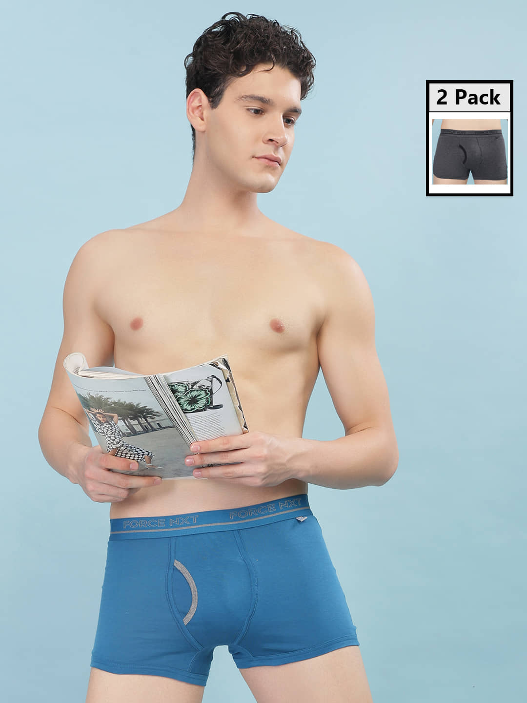 Force NXT Pack of 2 Cotton Trunks For Men's ( Multicolor )